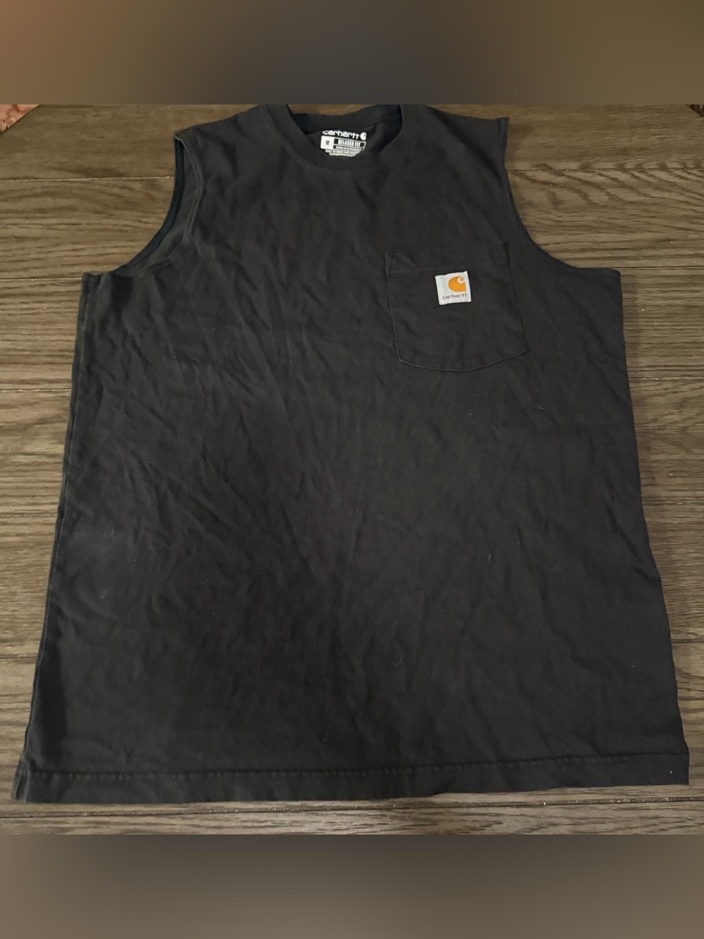 Carhartt Black Sleeveless Pocket Tank with Logo Patch